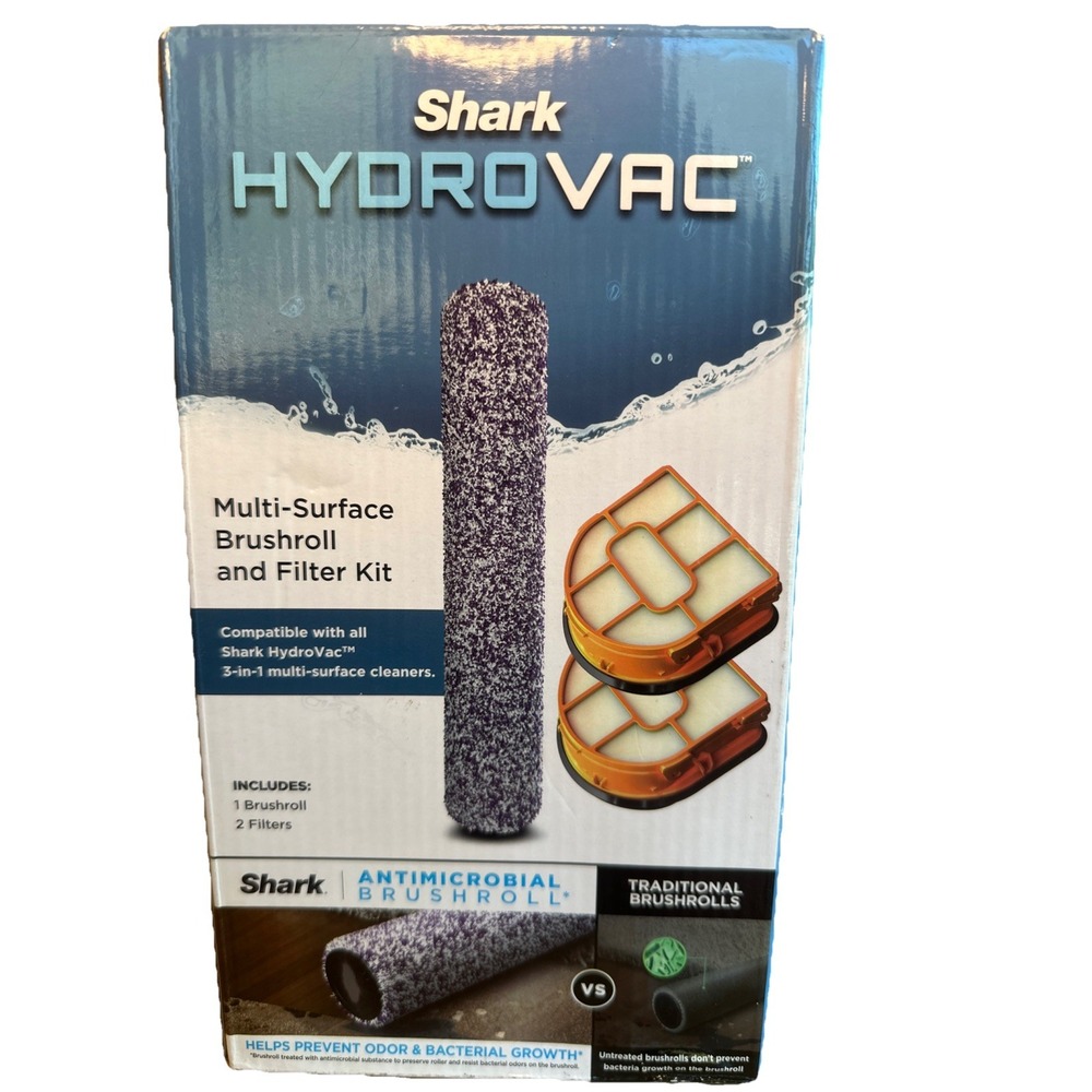 NEW Shark Hydrovac Multi-Surface Antimicrobial (1) Brushroll and (2) Filter Kit